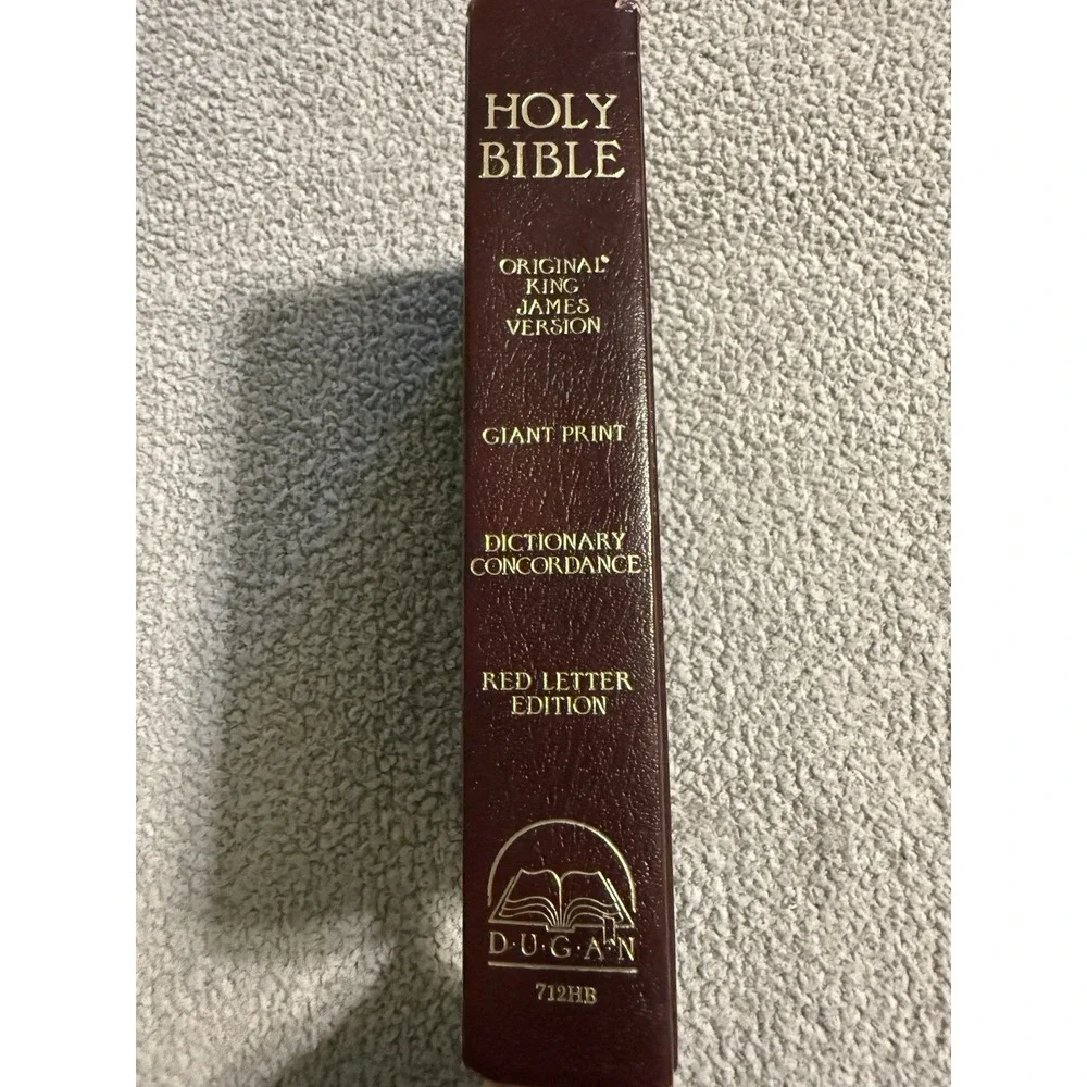 Holy Bible KJV Dugan 712 Giant Print Red Letter Ed Imitation Buffalo Leather EUC